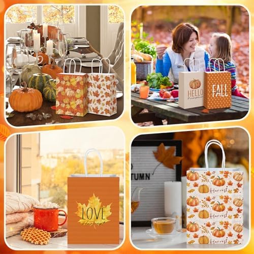 Kolldenn 48 Pcs Fall Party Favors Bags with Handles Autumn Goodie Bags