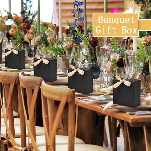 WLUSEAXI 12 Pack Small Gift Boxes with Lids for Presents, Black Gift Boxes