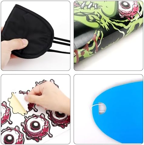 Hxezoc Pin The Eyeball On The Zombie Game with 24 Pcs Eyeballs Stickers, Halloween Pin The Tail Scary Zombie Party Games for Kids Halloween Party Birthday Party Supplies