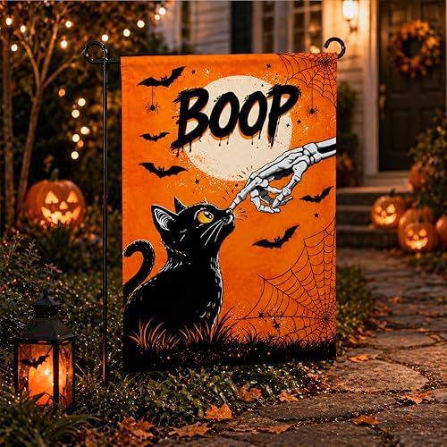 Halloween Party Decorations - BOOP Halloween Garden Flag | Double Sided Halloween Backdrop Banner - Halloween Party Favors Supplies Decor for Garden Yard Porch Patio Lawn Outdoor Outside