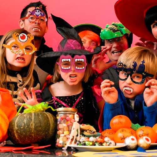Halloween Party Favors - 12 PCS Paper Eyeglasses | Womens Halloween Costumes 2026 - Halloween Shirts Pajamas Sweatshirts - Trick or Treat Decorations Accessories Gifts Dress Makeup for Adults Girls