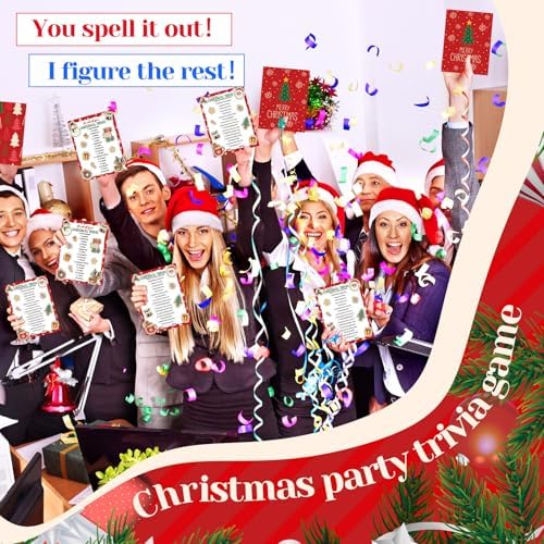 Marspark 80 Pcs Christmas Trivia Game Cards for Family Adults, Stylish