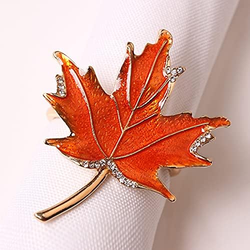 8 Pcs Maple Leaves Napkin Ring, Fall Metal Napkin Ring Holder Maple Leaves Serviette Buckle Holder Autumn Leaf Napkin Buckle for Harvest Season Thanksgiving Fall Decoration