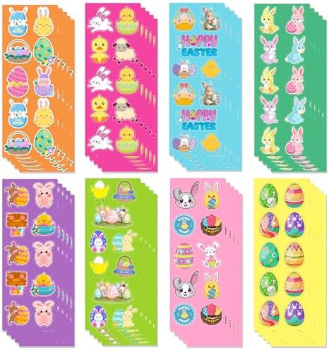 Easter Stickers for Kids - 400 Pcs Easter Basket Stuffers | Easters Gifts Decorations for Egg,Easters Crafts Activities Party Favors for Boys Girls Teens Adults