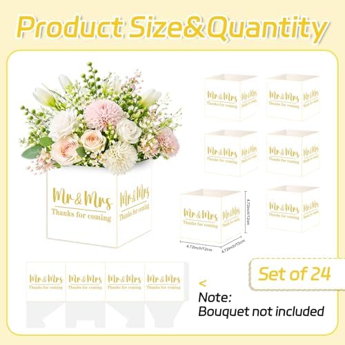 Cinrobiye 24 Pcs Wedding Centerpieces for Tables, Mr & Mrs Centerpiece Boxes for Wedding Reception Decorations, Bridal Shower, Engagement Party, Baby Shower, Wedding Favor and Table Decor