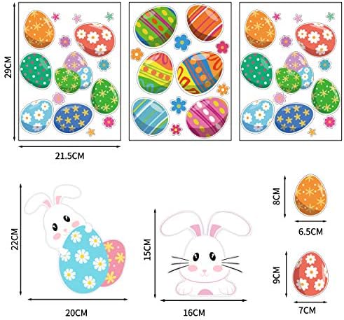 CCINEE Cute Easter Window Cling Stickers for Home Decoration,Bunny Easter Eggs Decals for Windows 12 Sheets