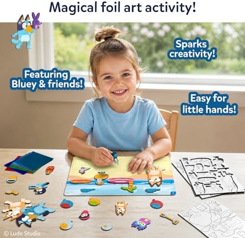 Skillmatics Foil Fun Bluey, DIY Foil Art & Craft Activity, Gift for Kids