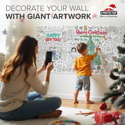X-Protector Giant Christmas Coloring Poster - 75"x30" Large Coloring Sheets
