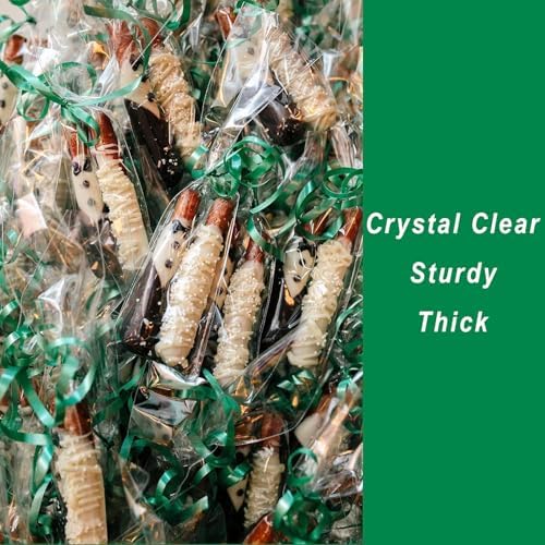 Yotelab Pretzel Rod Bags, 3x11 In Cellophane Treat Bags With Ties, 100Pcs