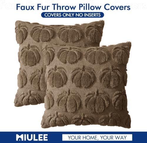 MIULEE Fall Pillow Covers Pumpkin Fall Decor 20x20 Coco Brown