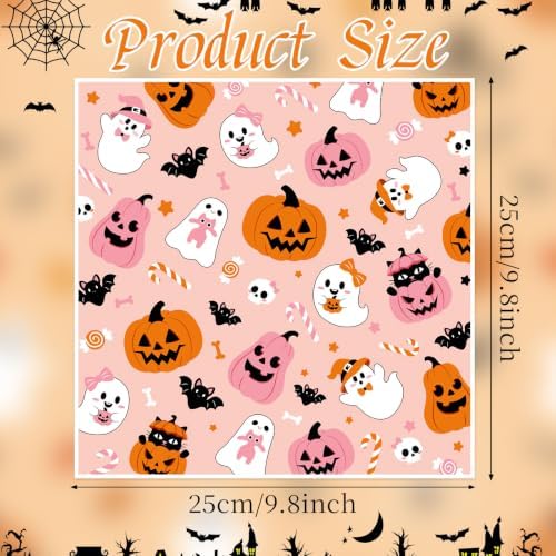 LOAVER 150 Pack Halloween Wax Paper Sheets for Food, Pink Ghost Pumpkin Greaseproof Wrapping Deli Parchment Baking Paper for Sandwich Cookies Picnic Oilproof Basket Liners Halloween Kicthen Supplies