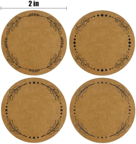 500 Pcs 2" Canning Labels for Jar and Lids, 4 Different Wreath Designs, Kraft Labels for Jar Floral Stickers Food Containers Lids Spice Bottle Sticker
