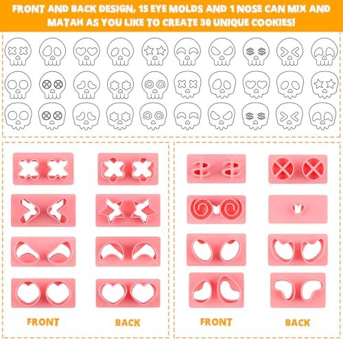 HUAKENER Halloween Cookie Cutters Set, Skull Cookie Cutter, Biscuit Molds