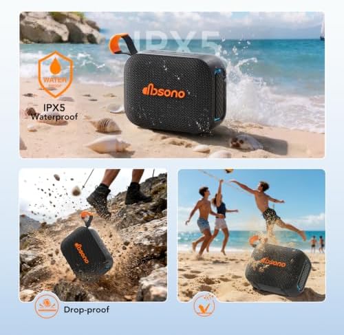 Portable Bluetooth Speaker Line-in Support: IPX5 Waterproof, Black