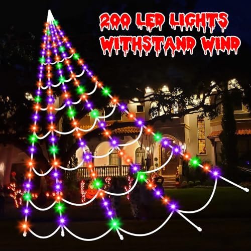 Light Up Halloween Spider Web: Halloween Decoration Outdoor LED Giant Web