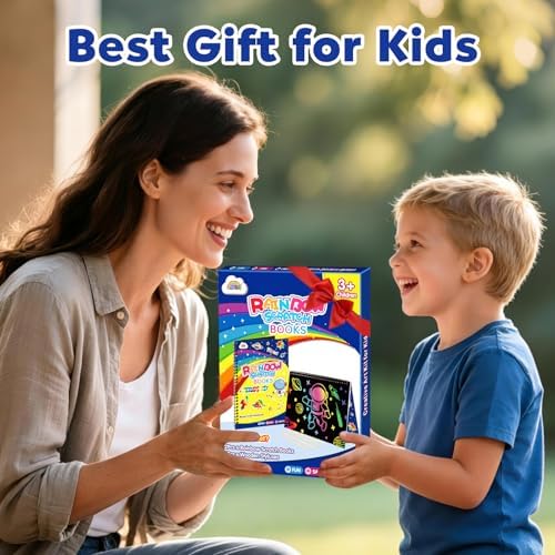 ZMLM Scratch Paper Art-Crafts Gift: 2 Pack Rainbow Notebooks Supplies Toys