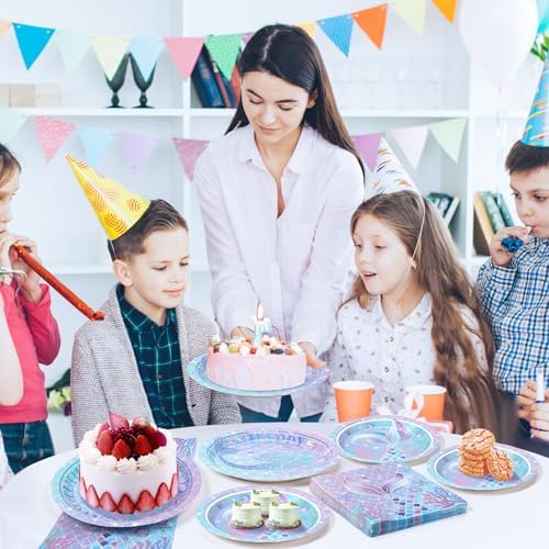 72PCS Mermaid Birthday Plates and Napkins, Mermaid Themed Party Supplies