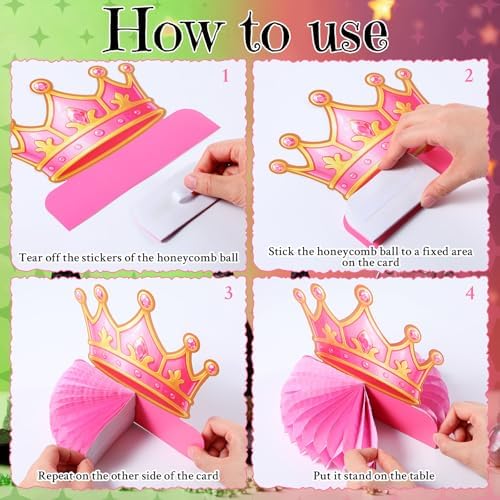 Faccito 9 Pcs Witch Party Table Decorations Pink Tiara Black Hat Honeycomb Centerpieces Witch Table Centerpieces for Movie Birthday Party Decorations Supplies