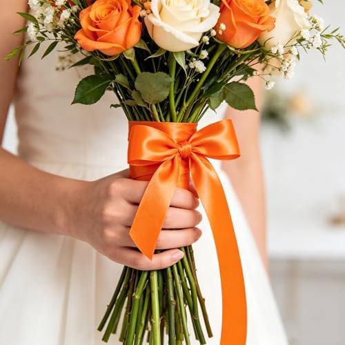1In 30Yards Orange Satin Ribbon for Gift Wrapping Halloween Thanksgiving
