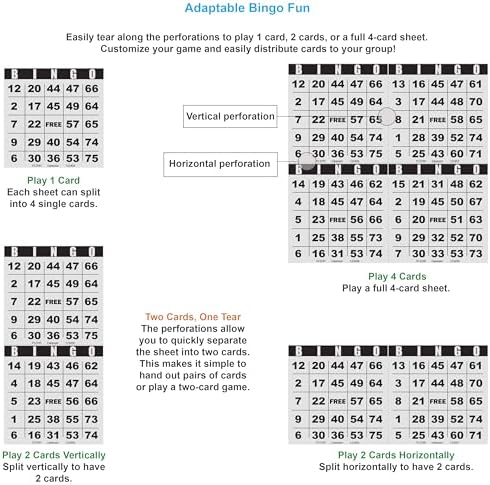 200 Bingo Cards, Large 4.5 x 4.5 Inch, Paper Bingo Sheets