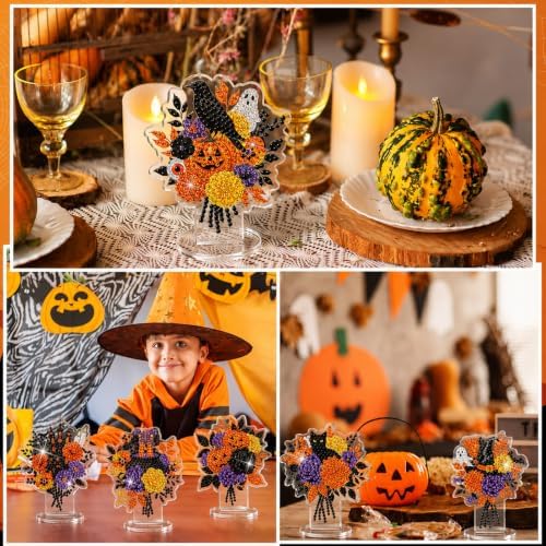 Kosiz 9 Pcs Halloween Diamond Art Tabletop Decor Wildflower Diamond Art Kit