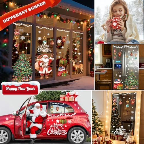 Christmas Window Clings Cute Large Christmas Stickers Decorations