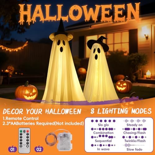 2Pcs Halloween Decorations Outdoor, Ghost Halloween Party Decoration Indoor