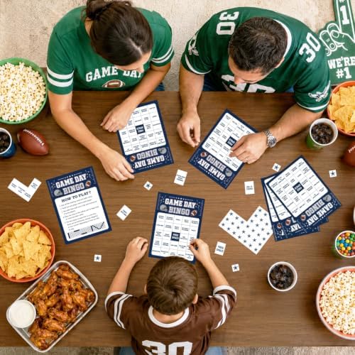 Football Bingo Game Cards - 24 Sheets, Blue