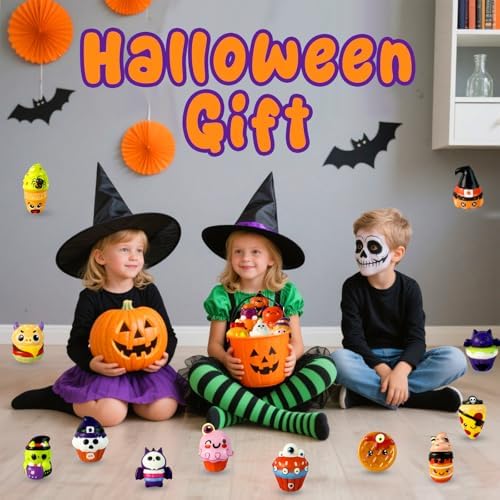 24PCS Halloween Squishies Toys for Adults,Slow Rising Stress Toys,Halloween Trick or Treat Toys,Party Favors Toys for Adults,Soft Fidget Squeeze Toys for Anxiety Relief