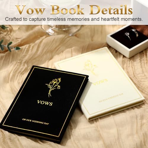 Engrowtic Wedding Vow Books His and Hers, Gold Foil, Black, White