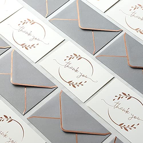 Winoo Design Heavy Duty Thank You Cards with Envelopes - 36 PK - Gold Thank You Notes 4x6 Inches Baby Shower Cards Wedding Small Business Graduation Funeral Bridal Shower (Rose Gold)