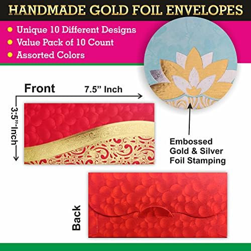 PARTH IMPEX Shagun Gift Envelope (Pack of 10) Assorted Color Designs