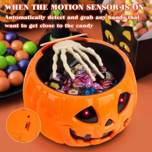 QEQEKAKA Animatronic Halloween Candy Bowl Decorations - Motion Activated