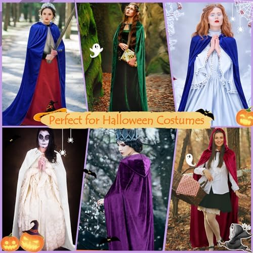 Sarfel Hooded Cloak Velvet Cape with Hood Halloween Capes Women Witch Costume Vampire Cloak Wizard Robe Men Cosplay Costume