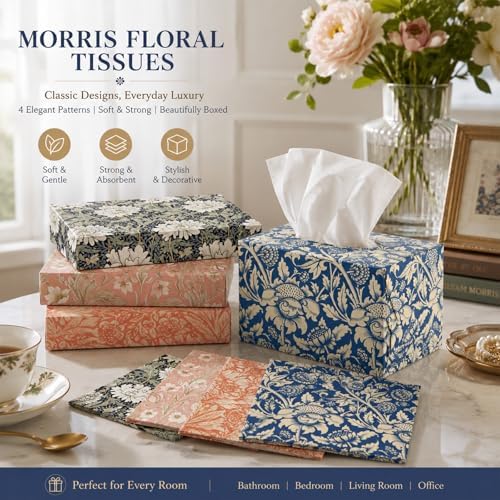 Vintage Floral Paper Napkins - 50Pcs, 2Ply, 6.5 x 6.5 Inches