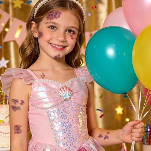 Mermaid Scale Temporary Tattoos for Kids Mermaid Face Tattoos