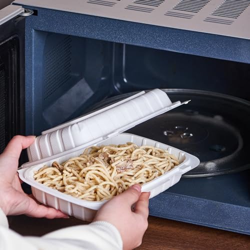 Jaluxing 9X6 1-Compartment 50-Pack Plastic Clamshell Food To Go Box Containers Carryout For Sandwich Salad Heavy Duty Disposable Hinged With Secure Snap Lid (Formerly FULING)