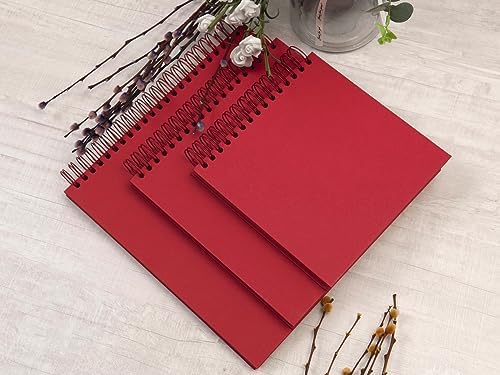 potricher 10 x 10 Inch DIY Scrapbook Photo Album 80 Pages, Red