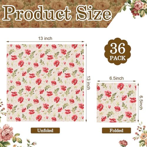 Yexiya 36 Sheet 6 Style Vintage Floral Paper Napkins for Decoupage