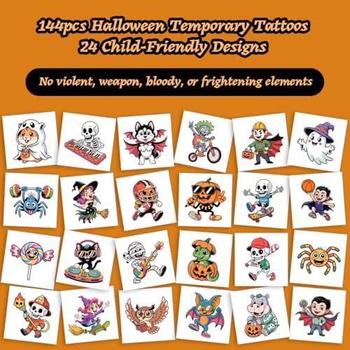 Waybla 144PCS Halloween party favors for Kids – 24 Unique Kid-Friendly Designs – Trick or Treat Handouts, Classroom Exchange, Party Favors