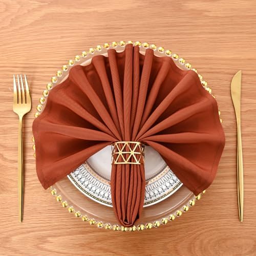 Rust Cloth Napkins Set of 6 Washable Dinner Napkins, 18X18 in