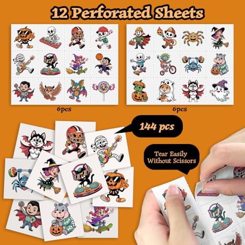 Waybla 144PCS Halloween party favors for Kids – 24 Unique Kid-Friendly Designs – Trick or Treat Handouts, Classroom Exchange, Party Favors