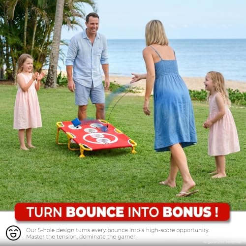 SPORT BEATS Metal Cornhole Game Set - 5-Hole Arcade Toss Game