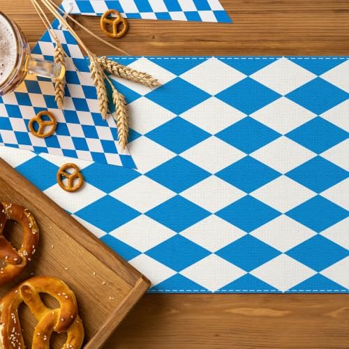 14 × 84" Oktoberfest Decoration, Oktoberfest Table Runner Blue and White