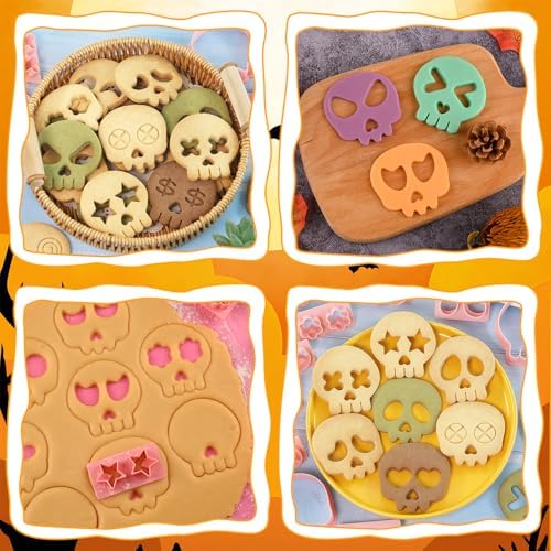 HUAKENER Halloween Cookie Cutters Set, Skull Cookie Cutter, Biscuit Molds