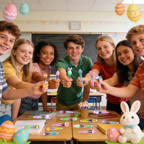 24PCS Easter Fun Pens Bunny Easter Egg Multicolor Pens for Basket Stuffers