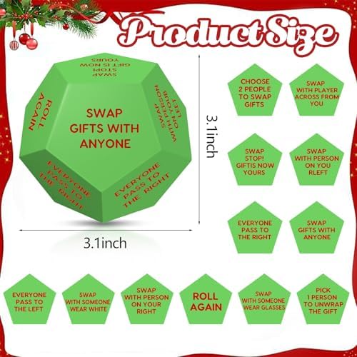 Santa Swap Gift Exchange Dice, 3in Exchange Gifts for Adult