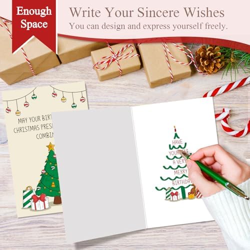 Funny Christmas Birthday Card for Him Her, Humorous December Bday Card Gift for Friends Sister Brother, May Your Birthday And Christmas Presents Not Be Combined