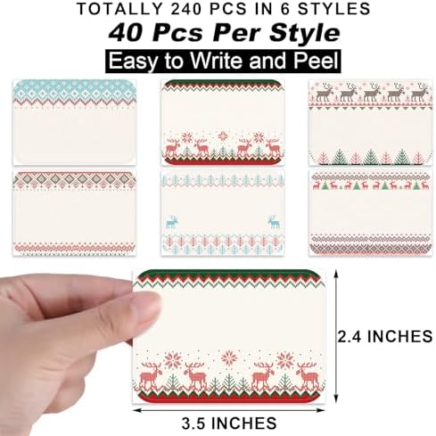Engrowtic 240 Pcs Christmas Name Tags Xmas Ugly Sweater Stickers Labels