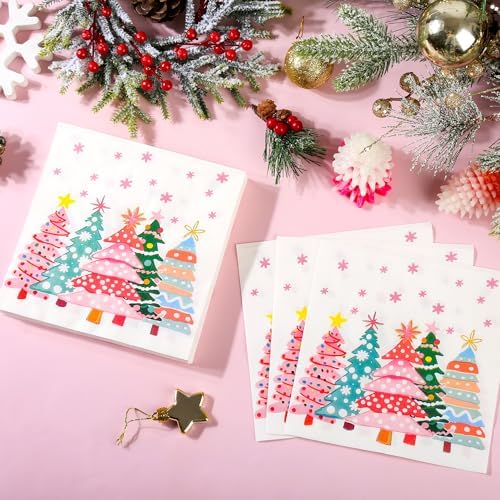 AimFun 100 Count Christmas Trees Paper Luncheon Napkins